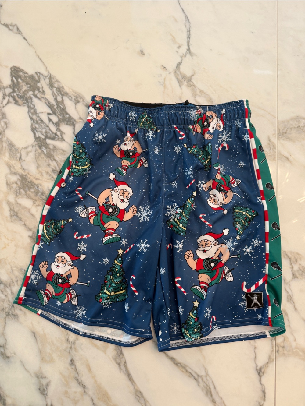 Boys Santa Print Holiday Shorts Lacrosse Unlimited